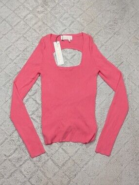 Remain Birger Christensen Top Womens 42 Pink Serena Open Back Stretch Knit NEW
